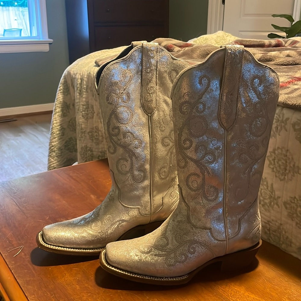 Never been worn, silver J.B Dillon Reserve cowgirl boots